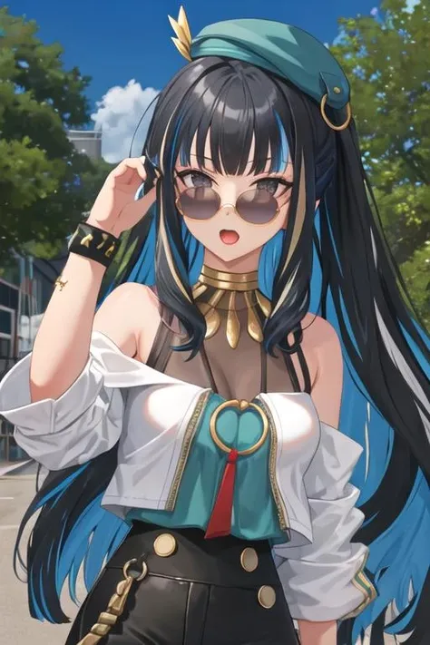 (masterpiece, high detail, high quality model, perfect face, 1 18 year old girl, long black hair, Elemental Magic, dynamic, beautiful eyes, Golden Bracelet, street wear, software, perfect hands and fingers, Decided, guaranteed, bare breasts, small breasts, (off shoulder), (cum on clothes:1.3)