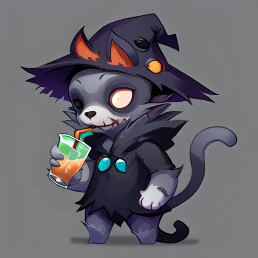 cute boy cat druid, holding a drink, wearing spooky outfit, <lora:fun00d-000012:1.00>,
fun00d, fantasy, gray fur