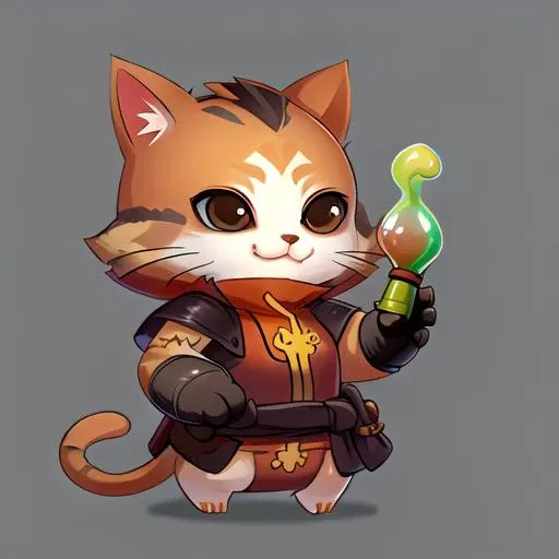 cute female cat monk, holding a potion, wearing leather armor, <lora:fun00d-000012:1.00>, 
fun00d, fantasy, brown fur
