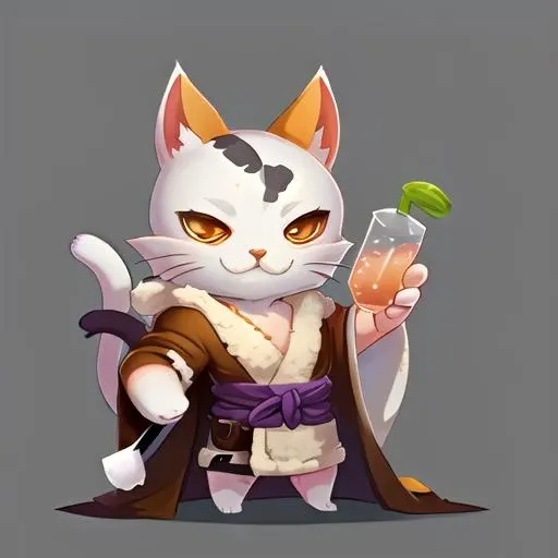 cute male cat warrior, holding a drink, wearing robes, <lora:fun00d-000012:1.00>, 
fun00d, fantasy, salt and pepper fur