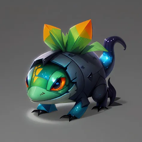 fun00d, Origami of a Futuristic Newt, Alpha Centauri background, <lora:fun00d-000012:1>