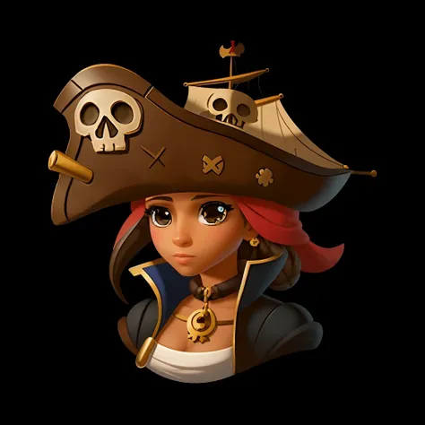 fun00d, 1girl, pirate and a hat skull, Exquisite, <lora:fun00d-000012:.8>