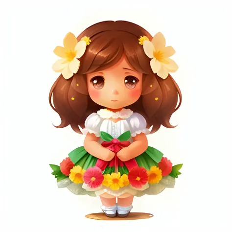 fun00d, girl, flowers, Elaborate, white background, <lora:fun00d-000012:1>