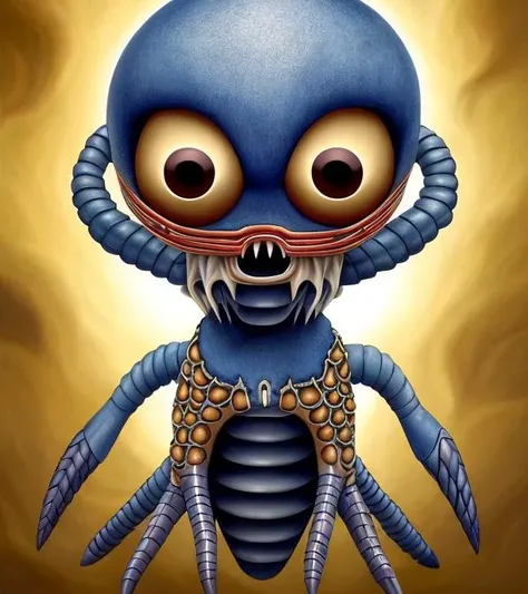 A creepy alien predator, Very detailed, clean, high quality, sharp image, Naoto Hattori, "based on H.P Lovecraft stories"