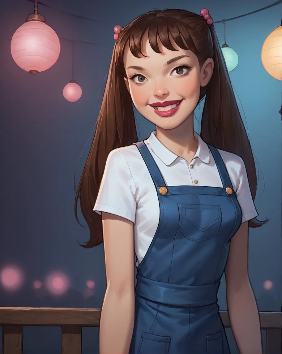 score_9, score_8, score_9_up, content_explicit, source_anime, high quality, high contrast, (realistic:1.2),
highest quality, absurdres, (sharp focus:1.2), (1girl:1.2),pinafore dress, medium breasts, (shiny skin:1.3), twintails, lips, grin, young female, dance club, night_club, (makeup:0.4), lipstick, eye glitter, upper body, medium shot,
<lora:Photo 2 Style SDXL_LoRA_Pony Diffusion V6 XL:0.5> <lora:Smooth Anime 2 Style SDXL_LoRA_Pony Diffusion V6 XL:0.55>, julia,solo,
<lora:PossumMachine_XL_Pony:0.45>,<lora:muk_pony_v1:0.3> score_9, source_anime, by muk \(monsieur\), <lora:julia sdxl:0.9>