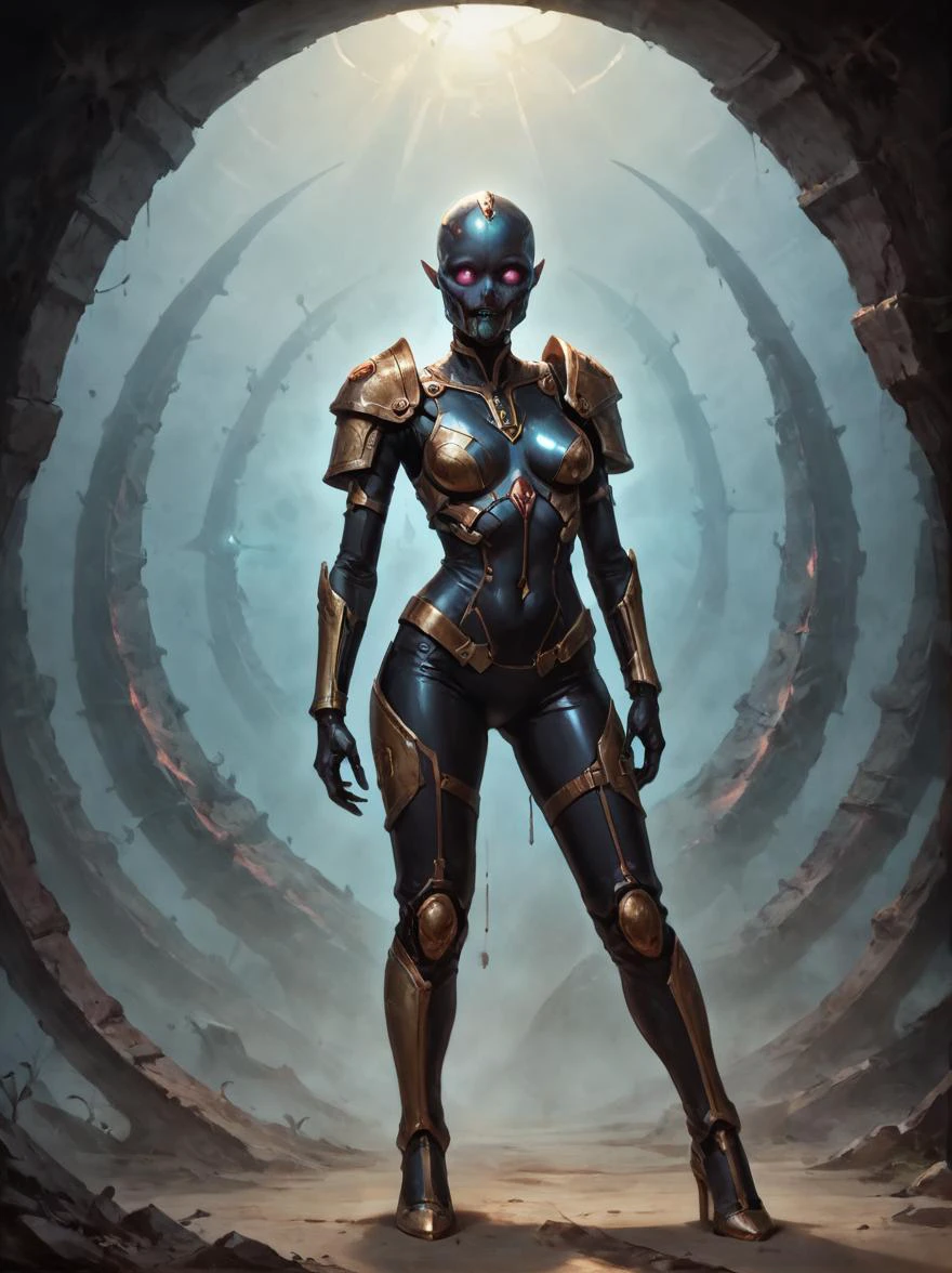 score_9, score_8, score_9_up, content_explicit, high quality, high contrast, realistic, masterpiece, best quality, hires, very aesthetic,
(pitch black:1.3), black oil, dark void, single focus, solo focus, obsidian, (gold geometric pattern:1.2), (realistic digital painting sci-fi illustration:1.3), sabu \(sabudenego\), (photorealistic Alien creature emerging from a dark tunnel:1.2), luminescence, radiant, dynamic complex composition, cinematic, intricate, detailed background, glistening, glossy, (shiny skin:1.3), <lora:Smooth Anime 2 Style SDXL_LoRA_Pony Diffusion V6 XL:0.6> <lora:Concept Art Twilight Style SDXL_LoRA_Pony Diffusion V6 XL:0.4> <lora:Realistic000003_1_2.5DAnime_0.05_Merge1:0.6>, alien creature, anthropomorphic, alien insect, imminent penetration, multiple others, surrounded by beasts, clean lines, sharp focus, rich colors,
<lora:ParchartXL-2.0:1> on parchment