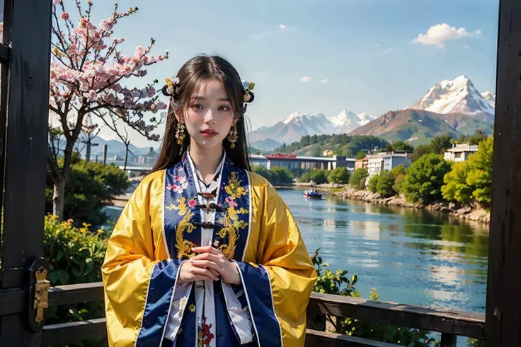 ((masterpiece), (best quality), ultra high res, (raw photo:1.2), (photorealistic:1.4), Exceptional detail, dramatic lighting, highres, 8k, absurdres, 1boy, Chinese, (Daoist_robe:1.3), black daoist_robe, outdoor, Chinese Ancient , looking at viewer, landscape, cherry blossom, <lora:Daoist_Robe-000005:0.65>,
ulzzang-6500:0.7,
<lora:locsChinaLandscapes_locsChinaLandscapes:0.55> chinese, mountains, ancient chinese style landscape painting, mountains in front, beautiful winding green river behind, high line detail, high resolution, ultra high quality, epic composition, cinematic lighting, masterpiece, bold complimentary colors <lora:Chinese_Long_Beard_v2-000002:1> chinese long beard,