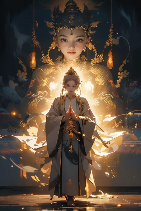 (masterpiece:1.2),best quality,PIXIV,taoist,(meditation:1.3),Daoist_Robe,closed eyes,full body,Keep head down,
solo,a buddha  standing in front of blonde,glowing taoist,transparent,<lora:taoist_20230623200708:1>,<lora:Daoist_Robe_v2:0.4>,