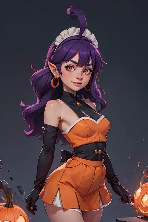 centered, award winning upper body portrait, cowboy shot, (looking at viewer:1.2), |
<lora:Stardust_Pumpkins_Citron_OC_Anime:0.8>, Stardust_Pumpkins_Citron_OC,
1girl, solo, long purple hair, orange eyes, ahoge, pointy ears, orange dress, elbow gloves, bare shoulders, maid headdress, jewelry, earrings,
solo, smiling,
side view, contrapposto,
|
| bokeh, depth of field, cinematic composition, |