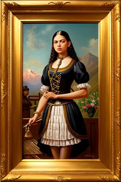 painting of mslilym woman as a gold rush saloon girl, detailed painting, masterpiece