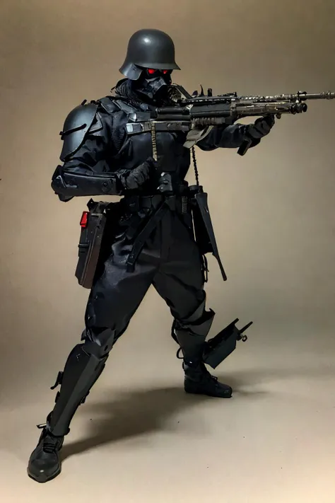 (masterpiece, best quality:1.2),
protect gear,solo,machine gun,mask,MG42,red spectucles,full body,black helmet,black armor
<lora:protectgear-000001:1>, <lora:Smash-Ult-RendersV2_Fp:1>