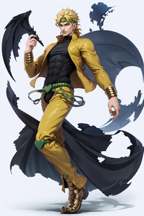 dio, jacket, pants, headband, <lora:Char_Sigmas_Dio:0.9>, simple background, full body, white background, <lora:Pos_SSBURenders:1>