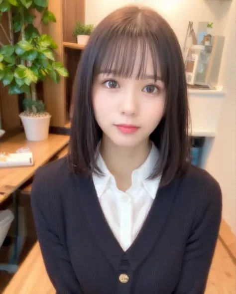 best quality, photorealistic, 8k, high res, 1girl, woman, (skindentation), (professional lighting), (portrait:0.6), (sailor school uniform:1.34), silver necklace:1.6, gorgeous, ((black hair)), (short straight hair:1.4), (eyes looking at viewer), ((looking at viewer:1.5)), (looking at the camera), photorealistic, (bokeh), (portait:0.6), (dynamic pose:1.2), sfw, smile:1, <lora:nono-3750:0.74>