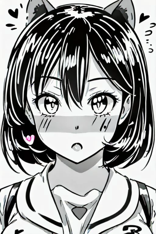 Face, Line Art Styler, Misty \(pokemon\), HypHarem, symbol-shaped pupils, heart-shaped pupils, expressionless, :o, mind control, Sketch, Monochrome, Lineart, Big Boobs, Detail Face, Makeup, Lipstick, Female, White Background