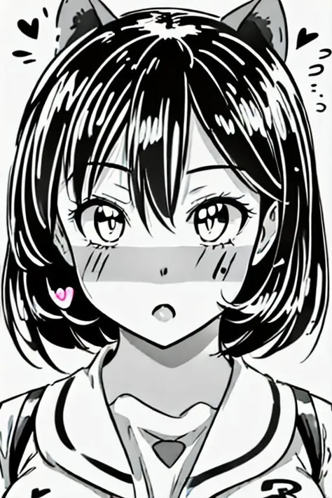 Face, Line Art Styler, Misty \(pokemon\), HypHarem,  symbol-shaped pupils, heart-shaped pupils, expressionless, :o, mind control, Sketch, Monochrome, Lineart, Big Boobs, Detail Face, Makeup, Lipstick, Female, White Background