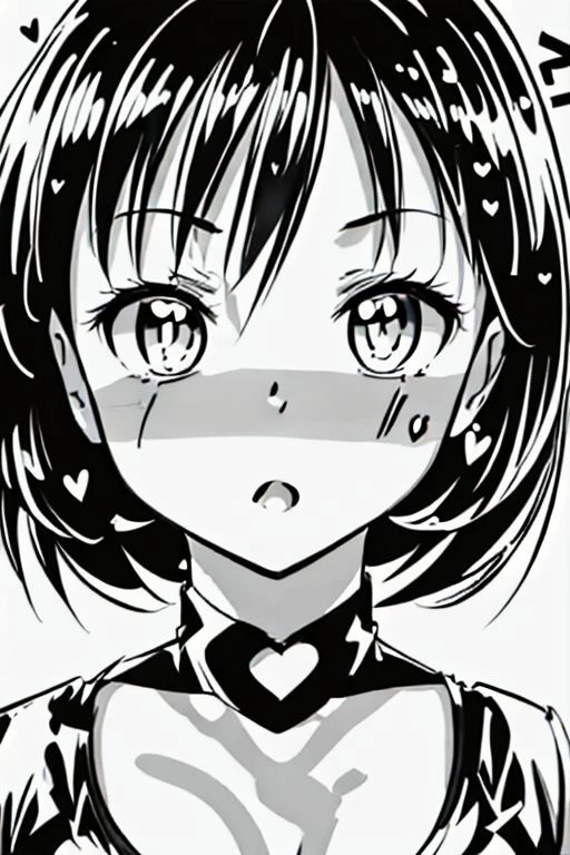 Face, Line Art Styler, Misty \(pokemon\), HypHarem, symbol-shaped pupils, heart-shaped pupils, expressionless, :o, mind control, Sketch, Monochrome, Lineart, Big Boobs, Detail Face, Makeup, Lipstick, Female, White Background