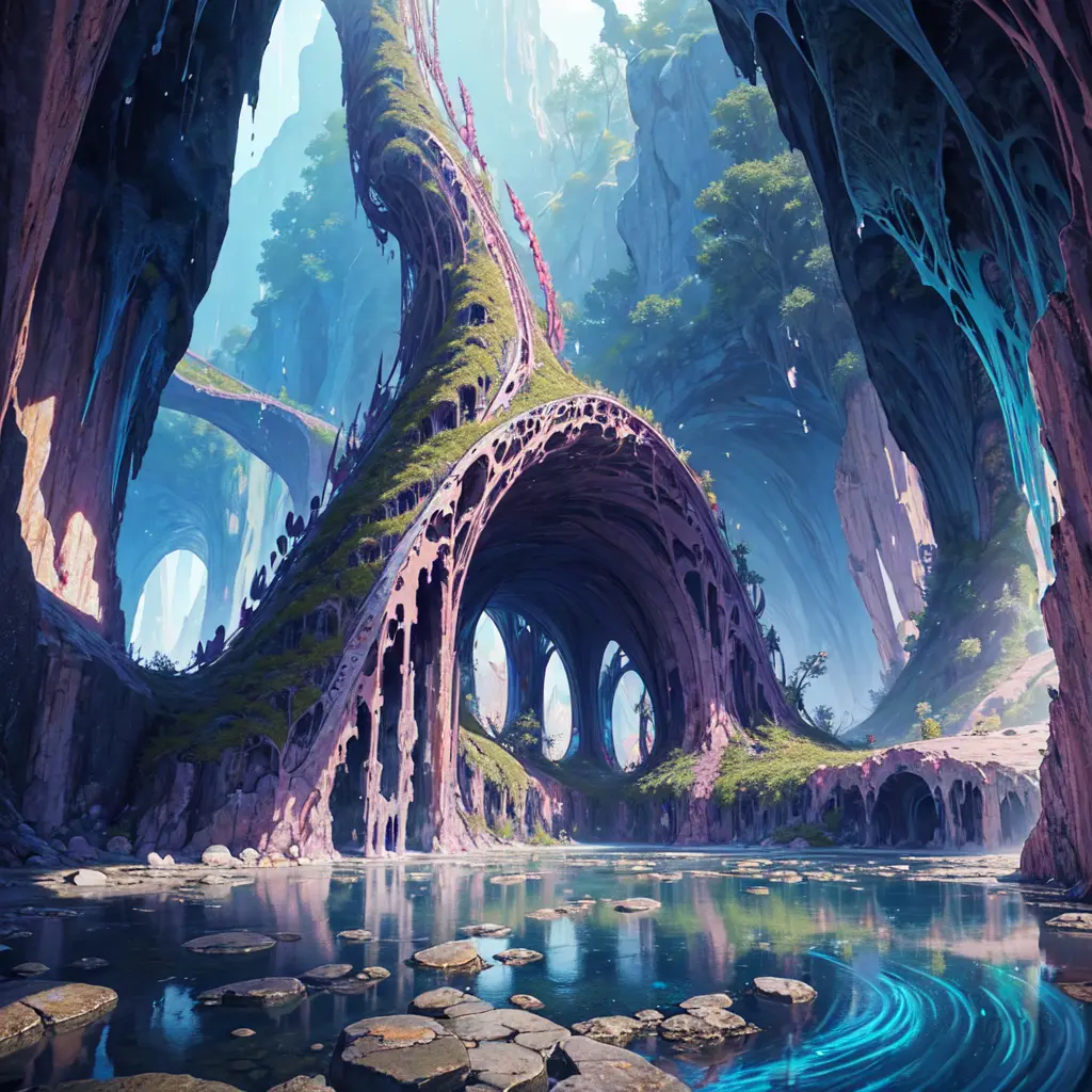 (masterpiece, top quality, best quality, official art, beautiful and aesthetic:1.2), extreme detailed,(fractal art:1.3),colorful,highest detailed in ultra detailed complex biomechanical hr geiger cave filled with rocks and stones and stalagmites and crystals, puddle,(best-quality:0.8), (best-quality:0.8), perfect anime illustration,(turbine:1.2), BREAK