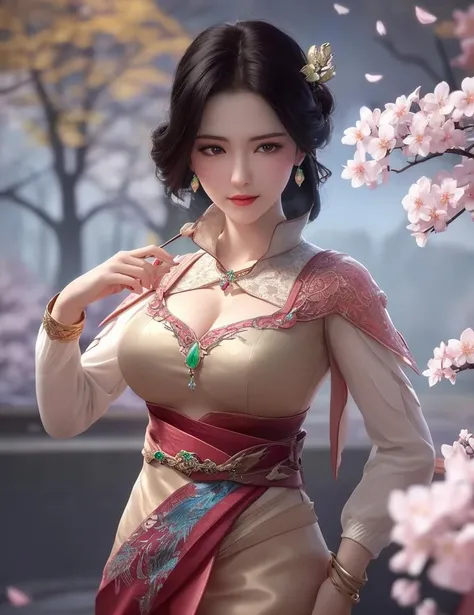 ultra realistic 8k cg, flawless, clean, masterpiece, professional artwork, famous artwork, cinematic lighting, cinematic bloom, perfect face, beautiful face, fantasy, dreamlike, unreal, science fiction, lace, lace trim, lace-trimmed legwear, luxury, jewelry, diamond, gold, pearl, gem, sapphire, ruby, emerald, intricate detail, delicate pattern, charming, alluring, seductive, erotic, enchanting, hair ornament, necklace, earrings, bracelet, armlet,halo,autumn,
(,1girl, pov,best quality, ) , (,1girl, solo, large breasts, looking at viewer, cherry blossoms, )
<lora:DA_MoHuaXue:0.6>