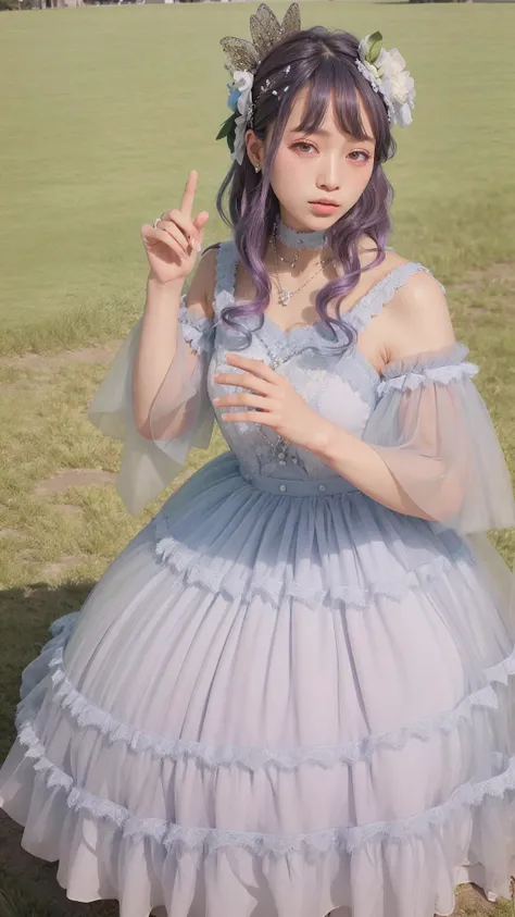 best quality, ultra high res, (photorealistic:1.4), masterpiece, highres, original, extremely detailed wallpaper,
lawn, sky,
1girl, solo, qhb \(manaka nemu\), grey dress,
finger heart, <lora:è´é¢neg4all_bdsqlsz:0.8>,