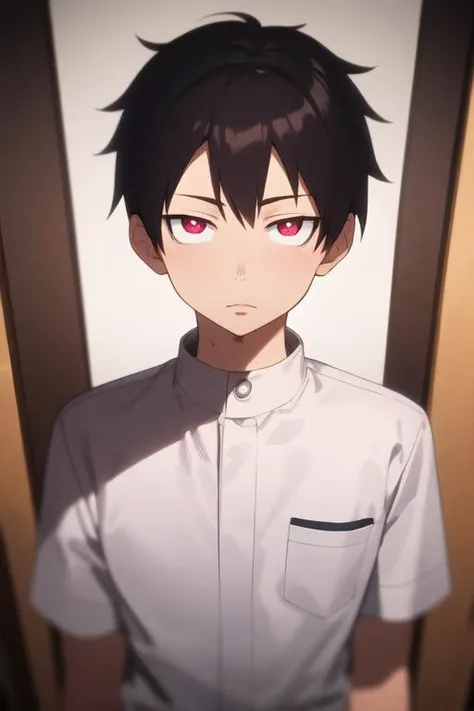 masterpiece, best quality, high quality, 1boy, solo, male focus, looking at viewer, upper body, <lora:kusakabe_shinra:0.70>, kusakabe_shinra