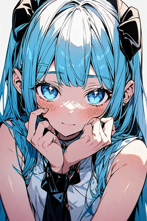 masterpiece, best quality, kamisato ayaka, face, light blue hair, light blue eyes,, hime cut, blue filter,