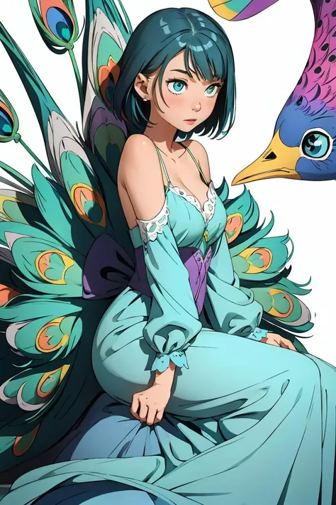 (masterpiece, best quality), 1girl, Peacock blue Short Shag Cut, Size C breasts, <lora:kantoku_v0.1:1>