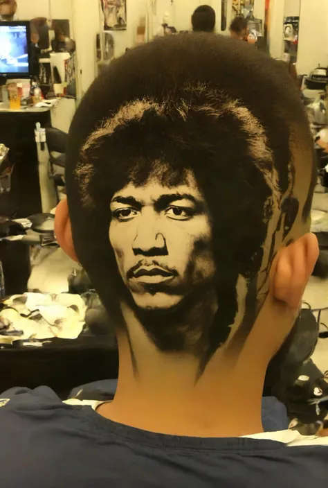 <lora:PE_BackOfHead_Haircut:1> PEHairCut, haircut, back of the head,
jimi hendrix playing guitar