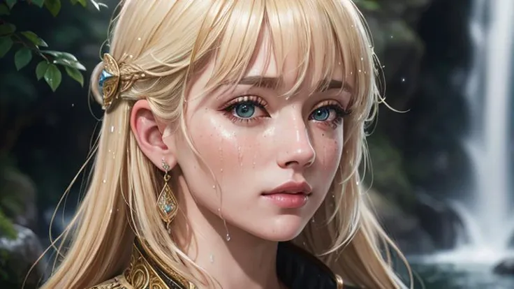 (thick bangs), ultradetailed face, Photorealistic, ultradetailed, soaking wet, high resolution, ((hyper detailed)), yellow hair, sharp focus, dendrarium, solo, clean luxury spacecraft, 8k, masterpiece, waterfalls, <lora:Pusheen:0.6>, (intricate details:1.12), cinematic lighting, split