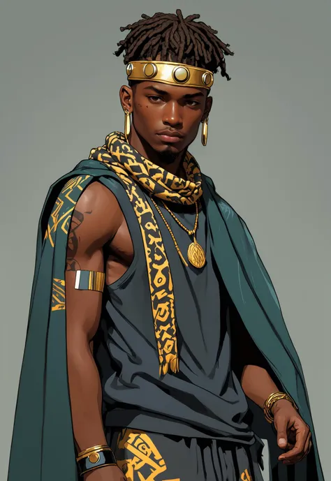 score_9, score_8_up, score_7_up, tall black man, african, bodybuilder, brown skin, very handsome, thick chest, small waist, wearing exotic clothing, stylized arabian clothes, fantasy persian costume, fantasy art, full body, 