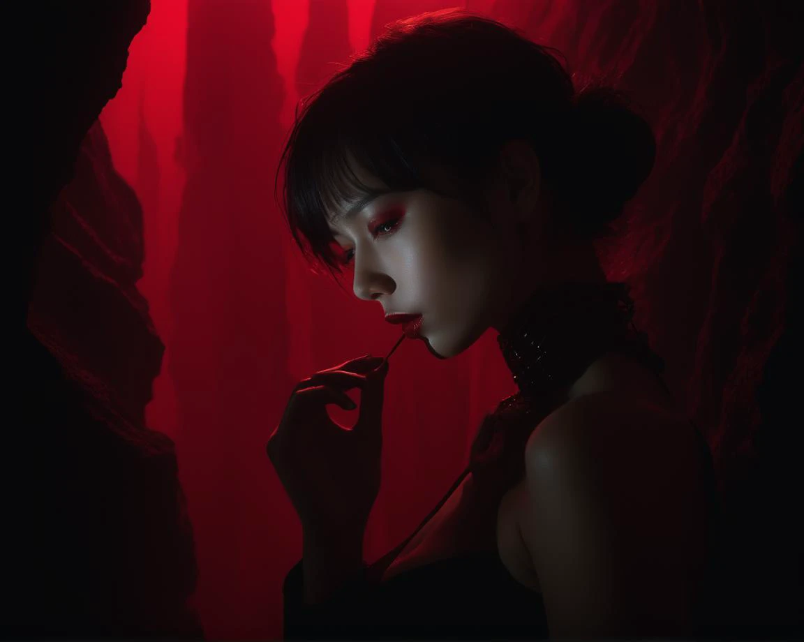 ((crimson red)) Professional (cinematic shot:1.6) dark Chiaroscuro effect [Collage :photograph:0.50] noire futuristic art by ([Saturno Butto : Ingrid Baars: 0.75]:1.4) and (Tony Oursler :0.6) and (Michael Parkes:0.35) , detailed [eyes | pupils | face | teeth ] Broad Lighting RAW DSLR Wide shot photo shot on Nikon D7500 DSLR Camera film grain, natural skin, [hyper realistic | detailed | intricate | best quality | hyper detailed | ultra realistic | HQ |8K | UHD | 16K | ornate | masterpiece art] , (photo realistic:1.4), sharp focus, bokeh, depth of field, rule of thirds, at expansive Glowing in the dark Towering cliffs noon [fantasy:sci-fi:0.25] scene of a (man disdainfully telling underling disappointing bad news ) kissing with (intrepid punk rock girl ) Isa (face looking longing:1.4),  <lora:Alphonse Mucha Style:1> Alphonse Mucha Style page ,  <lora:IPXL_v80.5> inkpunk style ,
