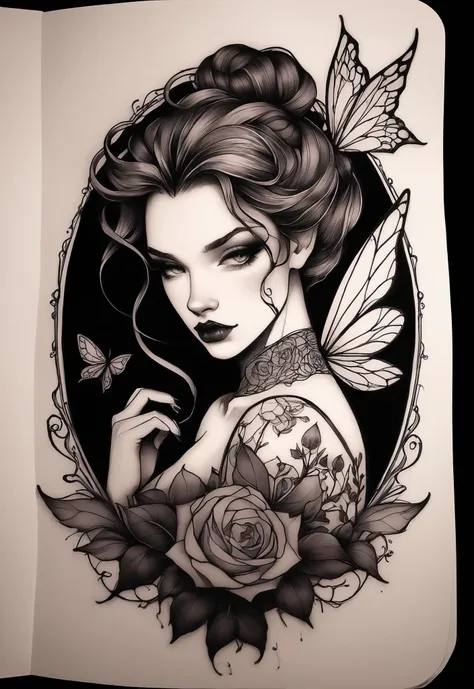 https://s.mj.run/quq6xgrKJpo tattoos and body art tattoo design tattoos body art tattoos, in the style of abigail larson, chiaroscuro sketches, lurid, unsettling mood, simon birch, anime-inspired characters, fairy tale illustrations, sketch-like