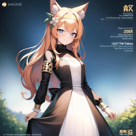 magazine cover, magazine cover drawing, text, pictures, masterpiece, high detail, 1 girl, standing, 8K quality, grainy image, slim build, oil painting, perfect face, embarrassed face, flushed face, reflections, glare, high-quality eyes, black pupils, detailed face, park, sunny day, summer, orange hair, ears, smile on face, blue eyes, dress, <lora:mariBlueArchive_v5b:1>