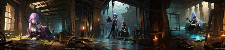 (otherworldly, otherworldly atmosphere, otherworldly appearance), highly insanely detailed, masterpiece, top quality, best quality, highres, 4k, 8k, RAW photo, 
((ancient egyptian theme:1.2)), Hong Kong structure, building, structure, taiwan, korean, 
swirling energy, 
tentacle, 
(underwater), 
reflection, reflective floor, 
abandoned building, overgrown with vegetation, [volumetric fog], cinematic lighting, colorful, colourful, 
(long_hair, long hair, random colors hair, glowing hair, hair over one eye, long messy hair), 
(eyelashes, eyeliner, eyeshadow, eyelashes, long eyelashes), 
collar, earrings, jewelry, necklace, armlet, 
high-heels, 
nsfw, 
cleavage, perfect female body, makeup, 
action pose, 
drunk, biting, 
dawn, 
environment, underground, dungeon-background, dungeon, vines, moss, prison cells, iron bars, candle on table, 
<lora:dungeon v1:0.8>, (fantasy world)