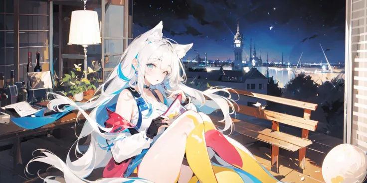 (masterpiece:1.2), best quality,PIXIV, 
night,1girl,indoor,multicoloured hair,multicolored eyes, 
 <lora:dreamlike_20230726113326-000010:1>