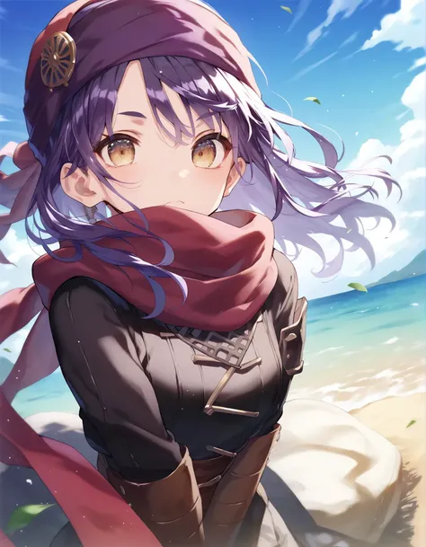 score_9, score_8_up, score_7_up, score_6_up,score_5_up,score_4_up, rating_safe, a girl in a dessert, purple turban, purple hair, sand dune, dutch angle, scarf, kafkan, Djellaba 
standing, wind lift, 
<lora:mochi_circle_rin_style_pony6_v1-000036:.9>