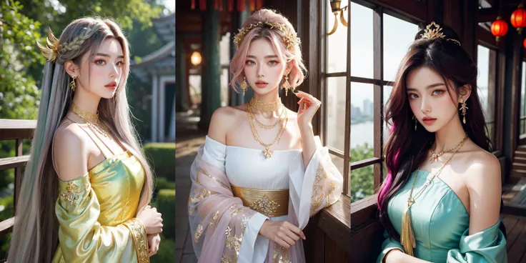 (otherworldly), highly insanely detailed, masterpiece, top quality, best quality, highres, 4k, 8k, RAW photo, (very aesthetic, beautiful and aesthetic), 1girl, Tower13_Gizelle,
BREAK
1girl, detached sleeves, bare shoulders, chinese clothes, (hair ornament:1.35), jewelry, earrings, lantern light, face focus, ribbon_trim, (looking at viewer:1.25), nontraditional miko, long sleeves, thick lips, hands on lips, east asian architecture, upper body, (thai temple background:1), (gold necklace:1.2), chinese traditonal dress, <lora:ThaidollArunee_v1A:0>,
BREAK
(long-shot ruins, building, window frame, cracked window, wall corner, upturned, abandoned, metal, industrial, fence, moody, cracked mud, urban, canalside:1.2),
BREAK
__lazy-wildcards/prompts/hair__,
__lazy-wildcards/dataset/background-color__,
âââ