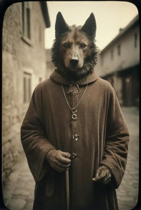 analog film photo ((spectacular analog color film photo of dogman with dog head on man body))((Christopher, dogheaded saint)(medieval mandog canine-human hybrid canid cynocephalus))
<lora:LCM-LoRA-XL_V1:0.21>
<lora:SDXLHighDetail_v5:0.3>
<lora:ral-exposure:0.3> ral-exposure <lora:sdxl_photorealistic_slider_v1:1.2> 
<lora:RMSDXL-DarknessCinema-XL_V1:0.6>
 <lora:Essenz-BetterPhotography-XL_V1-2:0.3> 
<lora:Great-Lighting-XL_V1:0.7> . faded film, desaturated, 35mm photo, grainy, vignette, vintage, Kodachrome, Lomography, stained, highly detailed, found footage