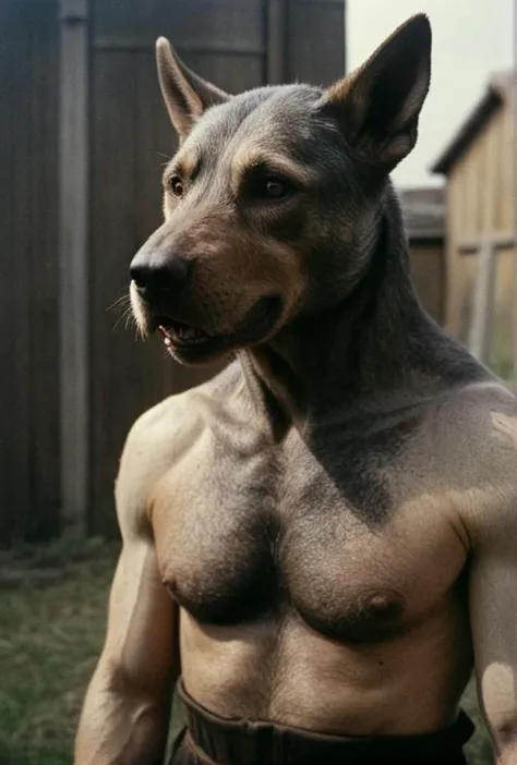 ((spectacular analog color film photo of dogman with dog head on man body))((Christopher, dogheaded saint)(medieval mandog canine-human hybrid canid cynocephalus))
<lora:LCM-LoRA-XL_V1:0.21>
<lora:SDXLHighDetail_v5:0.3>
<lora:ral-exposure:0.3> ral-exposure 
 <lora:Essenz-BetterPhotography-XL_V1-2:0.3> 
<lora:Great-Lighting-XL_V1:0.7>