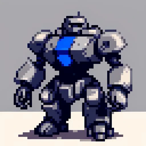heavy armored robot ,pixel art style, detailed,