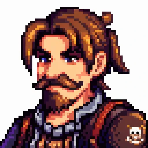 pirate man portrait ,pixel art style, detailed,