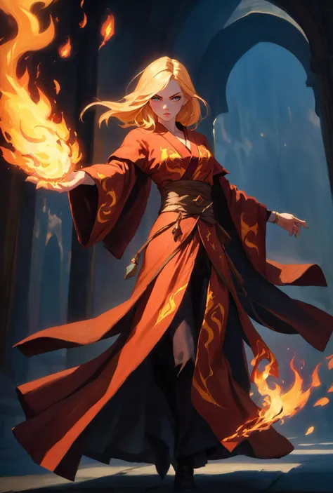 cinematic shot of 1 female casting fire
mage robe, fantasy
dramatic lighting, shadow,
by Malcolm Liepke
(best quality, masterpiece,  )