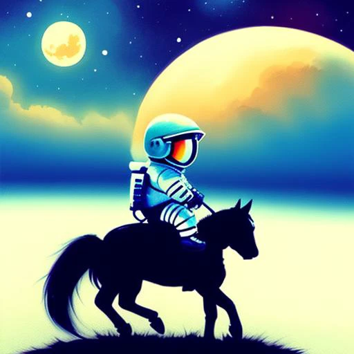 chibiSJstyle A cute astronaut riding a horse, cute, By Greg rutkowski