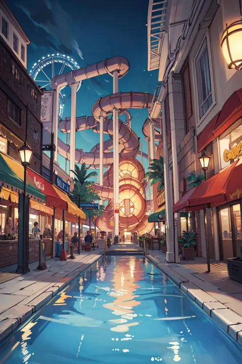 ((masterpiece)), (best quality), official art, extremely detailed CG, unity 8k wallpaper, ultra detailed, highly detailed, detailed background, vivid color, photorealistic, perfect lighting, best illumination,
waterpark,
<lora:background_waterpark:1>