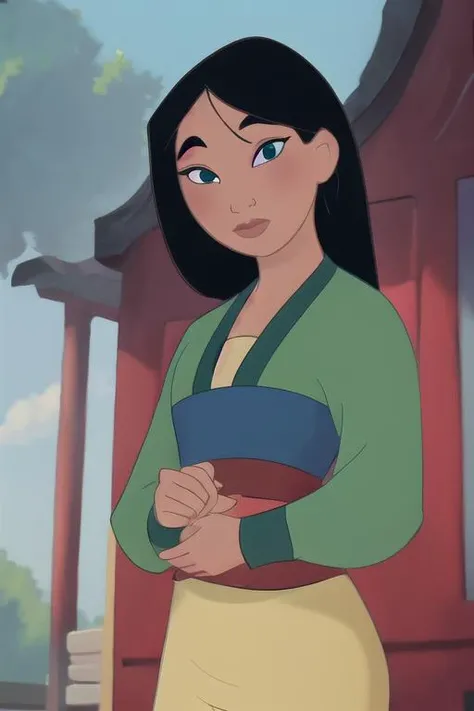 (8k, RAW photo, best quality, masterpiece:1.2), (intricate details), (best quality), (highres), ((perfect eyes)), perfect face, perfect lighting, vivid colors, intense colors, 1girl, cartoon style, famulan, solo, black hair, <lora:famulan:0.85>