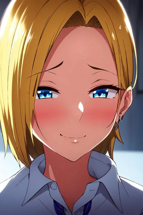 school_uniform,white shirt,collared shirt, Blue_pleated_skirt,
<lora:Reina_Hamazaki_Imaizumi-KK77-V1:0.7>,jewelry,collarbone,
blonde hair, blue eyes,short hair
1 girl, 20yo,Young female,Beautiful Finger,Beautiful long legs,Beautiful body,Beautiful Nose,Beautiful character design, perfect eyes, perfect face,expressive eyes, looking at viewer, in the center of the image,(light_smile:0.5), official art,extremely detailed CG unity 8k wallpaper, perfect lighting,Colorful, Bright_Front_face_Lighting,shiny skin, (masterpiece:1.0),(best_quality:1.0), ultra high res,4K,ultra-detailed, photography, 8K, HDR, highres, absurdres:1.2, Kodak portra 400, film grain, blurry background, bokeh:1.2, lens flare, (vibrant_color:1.2) (Beautiful,large_Breasts:1.0), (beautiful_face:1.5),(narrow_waist)
