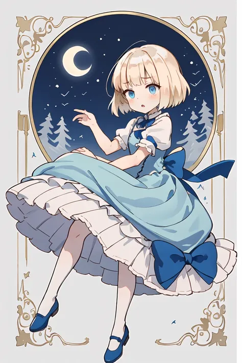 (masterpiece, best quality),   <lora:tearmoon-diag_oft-bundle-30000:0.8> Mia, frills, blue dress, puffy short sleeves, blue bow, __tearmoon__