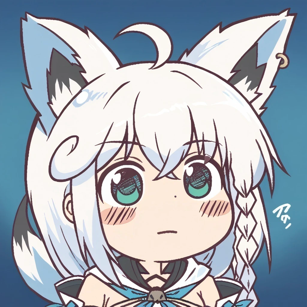 score_9, score_8_up,score_7_up,score_6_up, source_anime, chibi, closed mouth,
fubuki, white hair, single side braid, ahoge, piercing, fox tail, fubuki_base, white blouse, detached sleeves, black shorts, blue neckerchief, white hair, single side braid, ahoge, piercing, fox tail,
<lora:shirakami_fubuki_sdxl_pony-4:1> <lora:Ikiyouz-PonyXL-1024px:1>