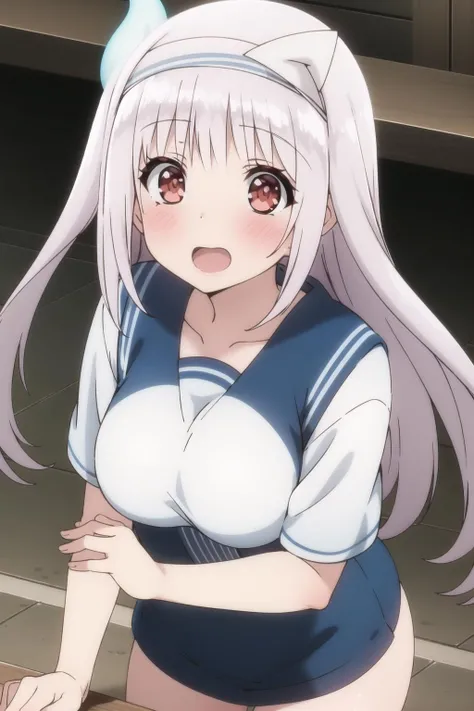 Sex , White hair, black red eyes, semi nude, hypnosis, cum on body, city, adult big breasts small ass, White shirt, black tie, excellent photo quality, Anime graphics, long hair angel, hypnosis