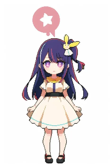 1girl,white background,full body
Hoshino Ai, long hair, purple hair, streaked hair ,purple eyes, star-shaped pupils, hair ornament, <lora:HoshinoAi_v9-000007:1:1,1,1,1,1,0,0,0,1,1,1,1,1,1,1,0.7,0.7>,
white dress,, masterpiece, best quality, <lora:pixel_f2:1:1,0,0,0,0,0.7,0.7,0.7,0,0,0,0.7,0.7,0.7,0.7,0.7,0.7>
