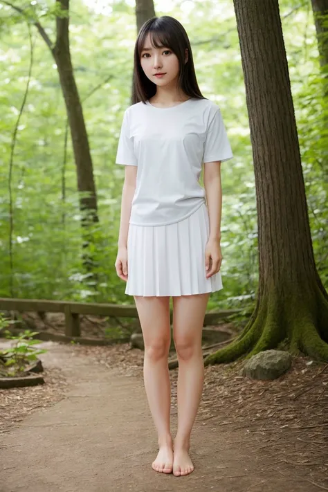 <lora:ayana_nishinaga_obj20:0.3>, full_body, standing barefoot, t-shirt, skirt, ayana_nishinaga, perfect face, (contact iris: 1.1), pale skin, skin pores , depth of field